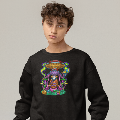 Wise Mushroom Meditation Crewneck Unisex Sweatshirt