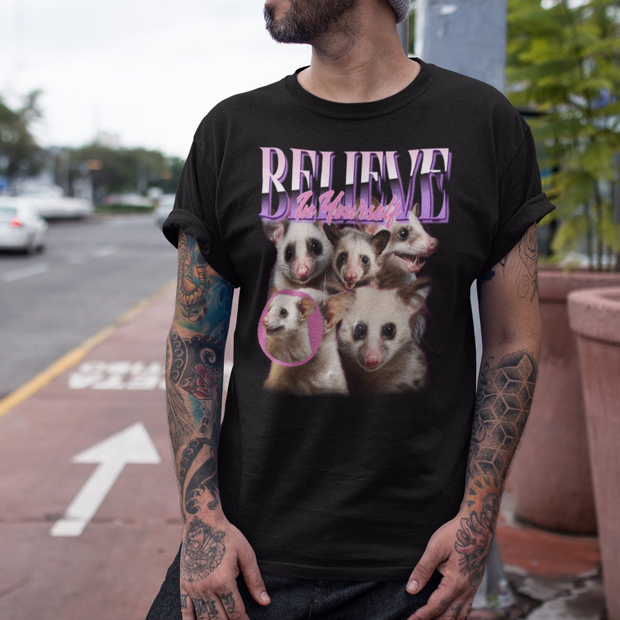Believe in yourself possum mixtape collage gildan unisex t-shirt