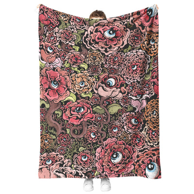 Eyeball flowers illustration fleece blanket