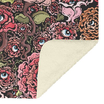 Eyeball flowers illustration fleece blanket