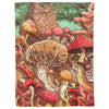 Mushrooms illustration fleece blanket