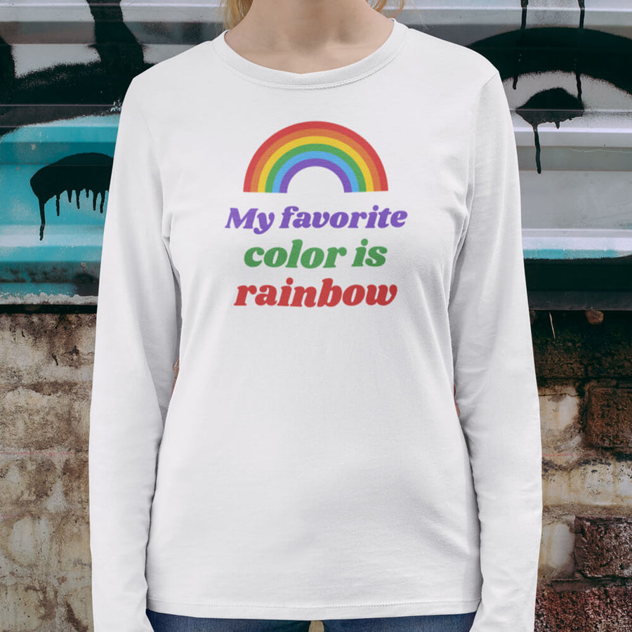 My favorite color is rainbow gildan unisex long sleeve tee