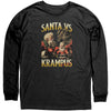 Santa vs Krampus fight night canvas unisex long sleeve shirt
