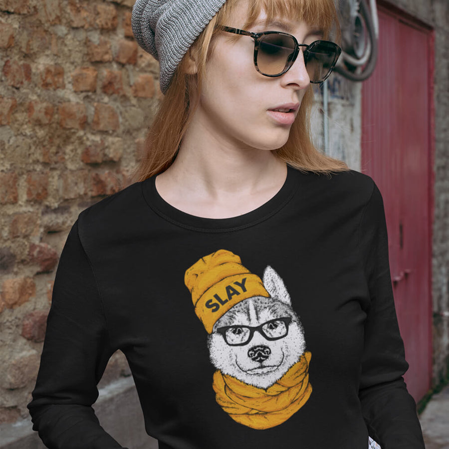 Slay hipster husky gildan unisex long sleeve tee