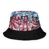 Faces throwing up faces illustration & mushrooms reversible bucket hat