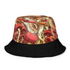 Faces throwing up faces illustration & mushrooms reversible bucket hat