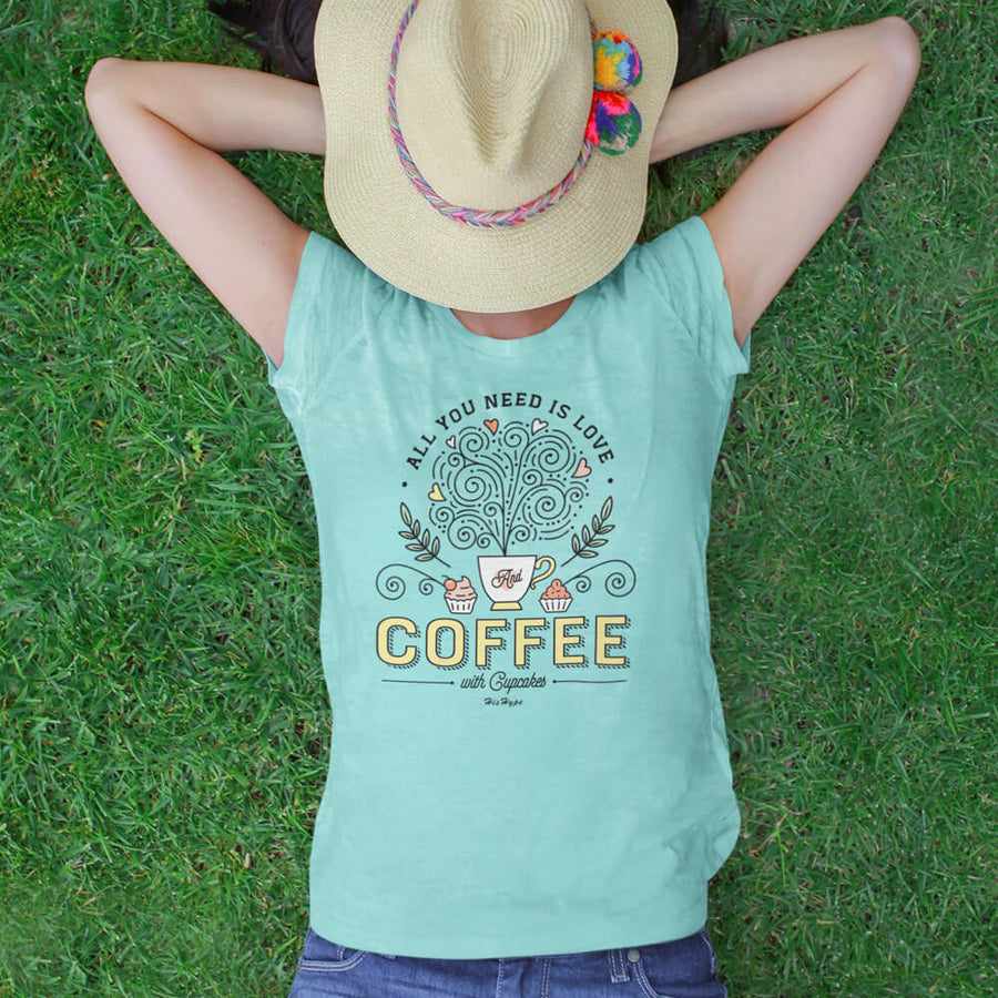 All you need is love and coffee with cupcakes next level womens triblend