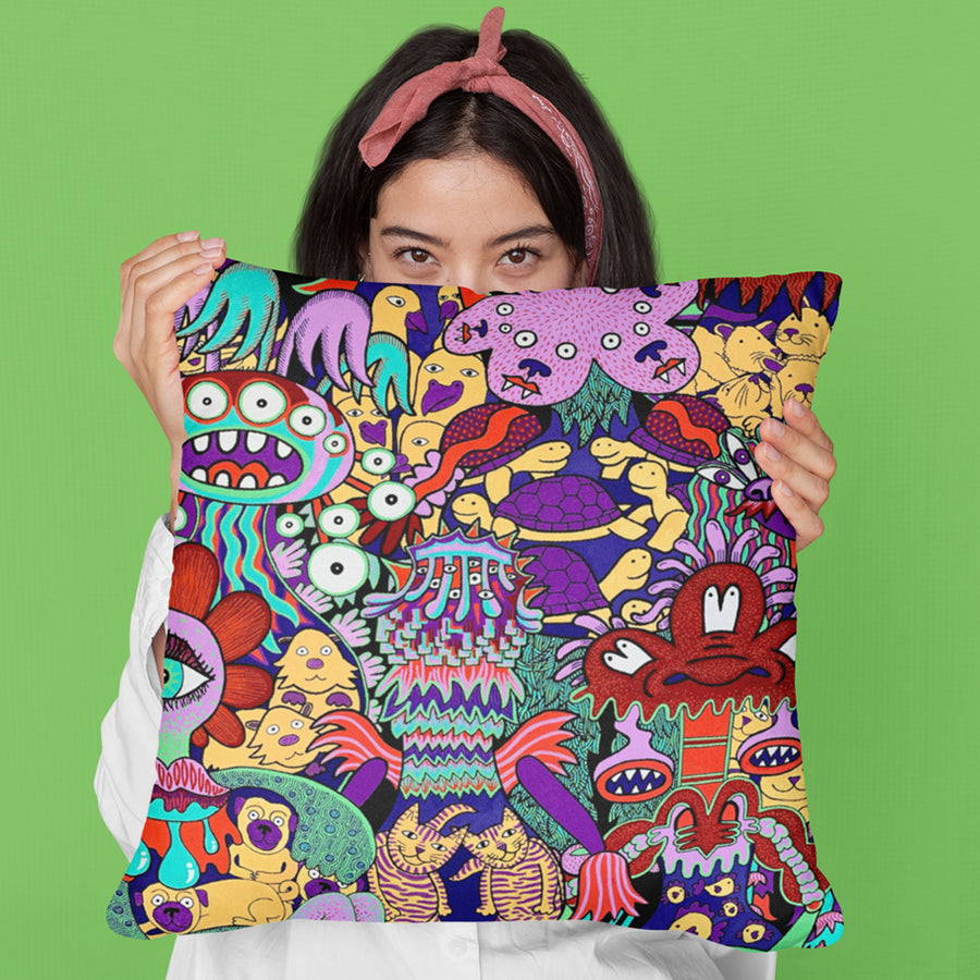 Pet eating monsters pillow