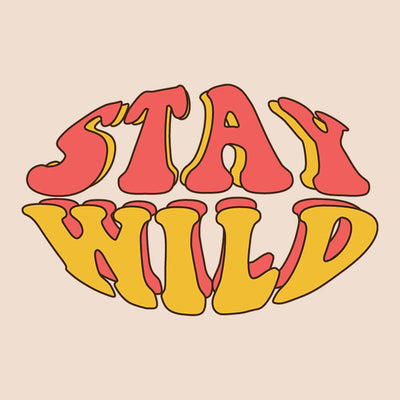 Stay wild warped text bella ladies flowy crop t-shirt