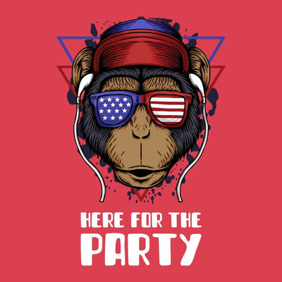 Here for the party Americana hipster monkey gildan unisex t-shirt