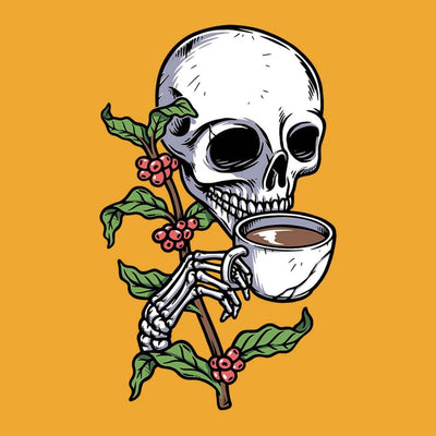 Morning coffee skull gildan unisex long sleeve tee