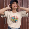 Surfing paradise California girl bella ladies flowy crop t-shirt