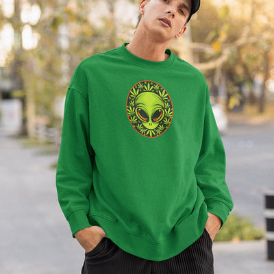 Weed Alien Crewneck Unisex Sweatshirt