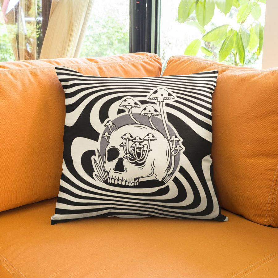 Warped mushroom skull pillow