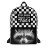 Stay away from my trash checkered racoon king backpack - HISHYPE