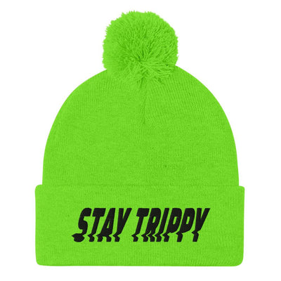 Stay trippy warped pom-pom beanie - HISHYPE