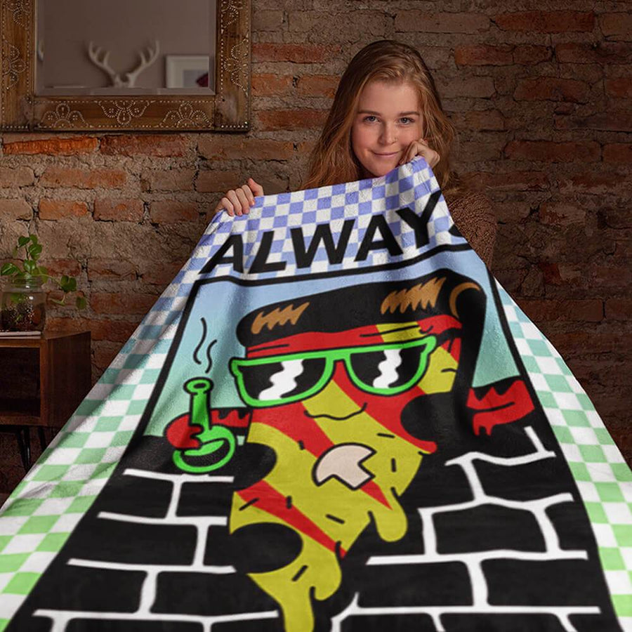 Always baked blazing pizza fleece blanket - HISHYPE