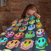 Warped tie dye smiley pattern fleece blanket - HISHYPE