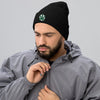 Pot leaf logo cuffed beanie