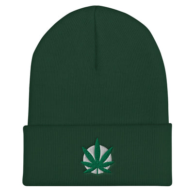 Pot leaf logo cuffed beanie