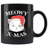 Meowy x-mas Christmas cat black 11oz mug - HISHYPE