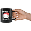 Meowy x-mas Christmas cat black 11oz mug - HISHYPE