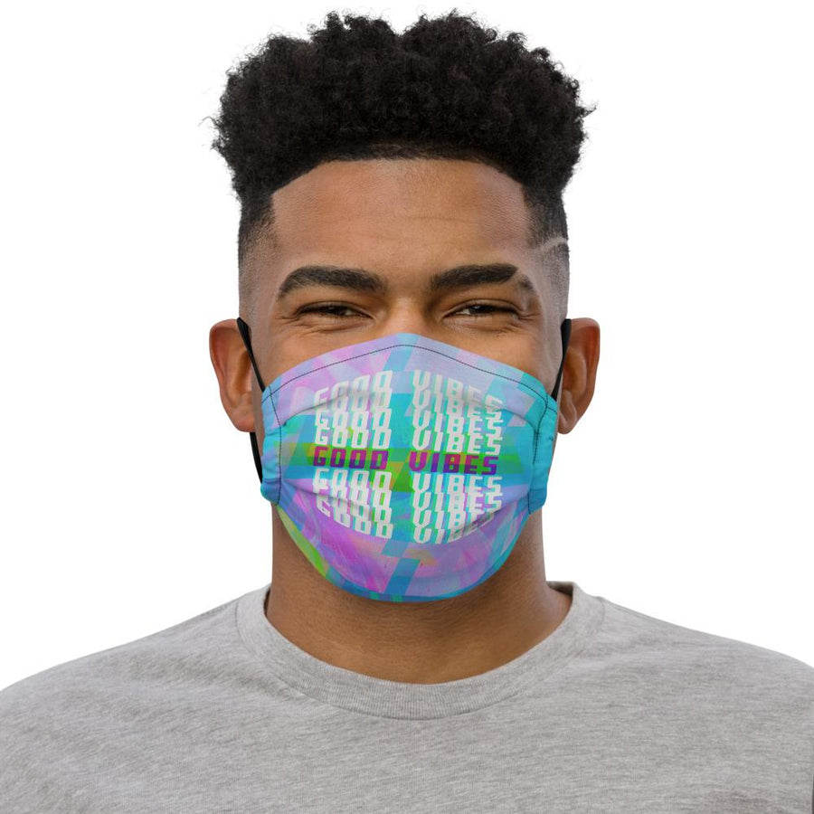 Face Mask - Stacked Glitch Good Vibes Face Mask