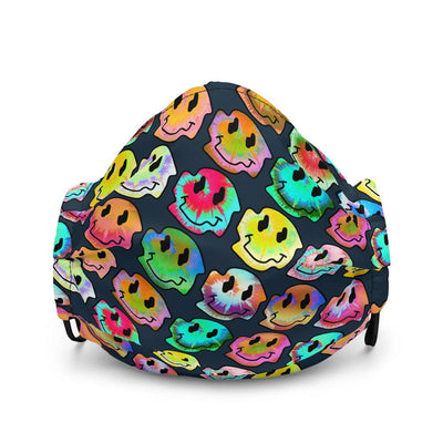 Warped tie dye smiley pattern face mask - HISHYPE