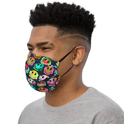 Warped tie dye smiley pattern face mask - HISHYPE