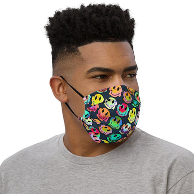 Warped tie dye smiley pattern face mask - HISHYPE