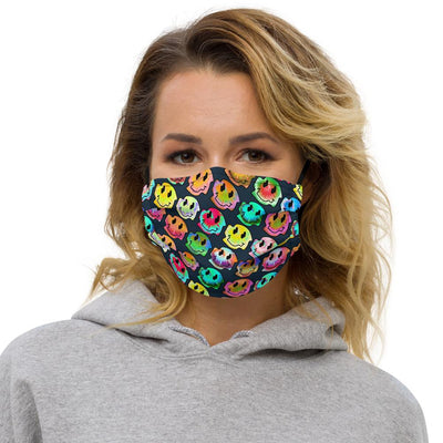 Warped tie dye smiley pattern face mask - HISHYPE