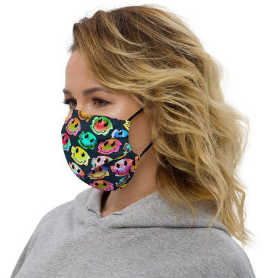 Warped tie dye smiley pattern face mask - HISHYPE