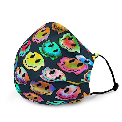 Warped tie dye smiley pattern face mask - HISHYPE