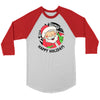 Happy holidays buzzed Santa canvas unisex 3/4 raglan - HISHYPE