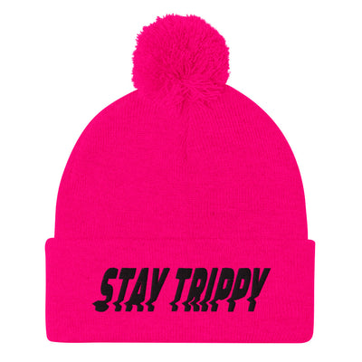 Stay trippy warped pom-pom beanie - HISHYPE