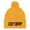 Stay trippy warped pom-pom beanie - HISHYPE