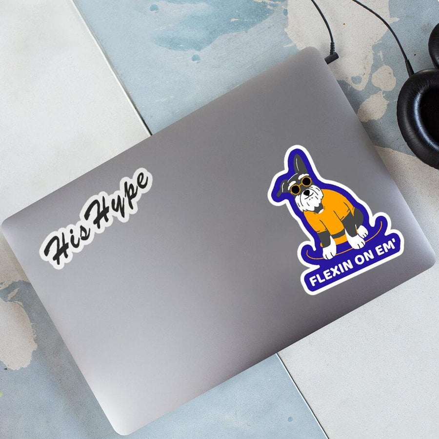 Flexin on em' hipster dog bubble-free sticker - HISHYPE