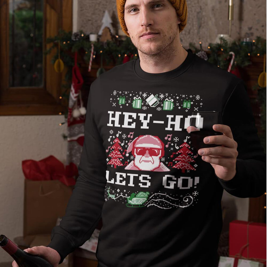 Hey ho lets go hipster Santa crewneck sweatshirt - HISHYPE