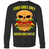 Jumbo food vibes only bacon and cheese burger skull back print crewneck sweatshirt - HISHYPE