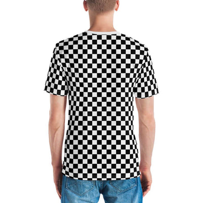 Split alien inside checkered unisex crew neck t-shirt - HISHYPE