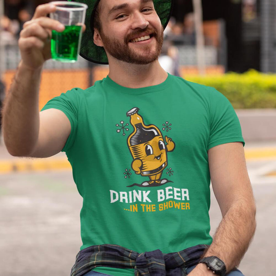 St. Patrick's day drink beer in the shower reminder canvas unisex shirt - HISHYPE