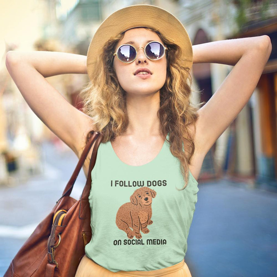 I follow dogs on social media next level racerback tank - HISHYPE