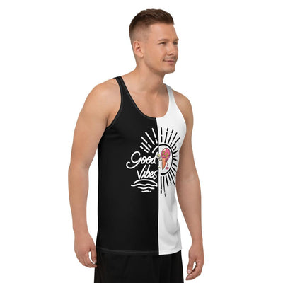 Split good vibes smoking ice cream cone unisex tank top - HISHYPE