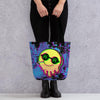 Blazing smiley glitch tote bag - HISHYPE