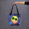 Blazing smiley glitch tote bag - HISHYPE