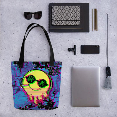 Blazing smiley glitch tote bag - HISHYPE