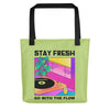Stay fresh watercolor record player tote bag - HISHYPE