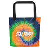 Stay trippy stacked tie dye tote bag - HISHYPE