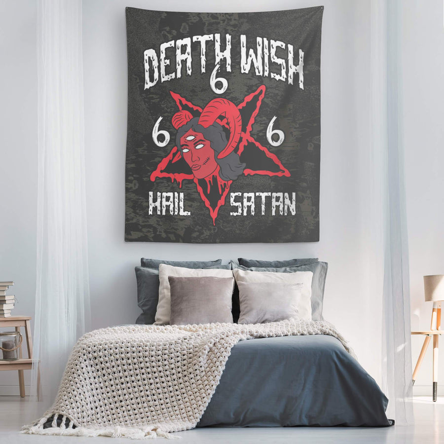 Death wish hail Satan tapestry - HISHYPE