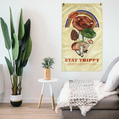 Stay trippy rainbow mushroom 36" x 60" wall flag - HISHYPE